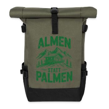 Almen statt Palmen - Rolltop Rucksack - Olive/Schwarz - Vorne