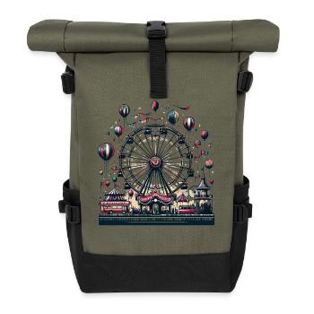 Riesenrad Nachtfest Karussell Parade - Rolltop Rucksack - Olive/Schwarz - Vorne