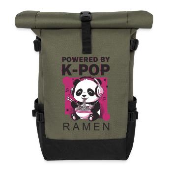 Angetrieben von K-Pop Ramen Niedliche Kpop Koreanische Musik - Rolltop Rucksack - Olive/Schwarz - Vorne