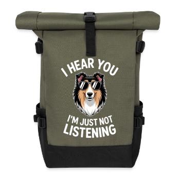 Dictions du collie à poils longs cadeau du collie à poils longs - Sac à dos roll top - olive/noir - Devant