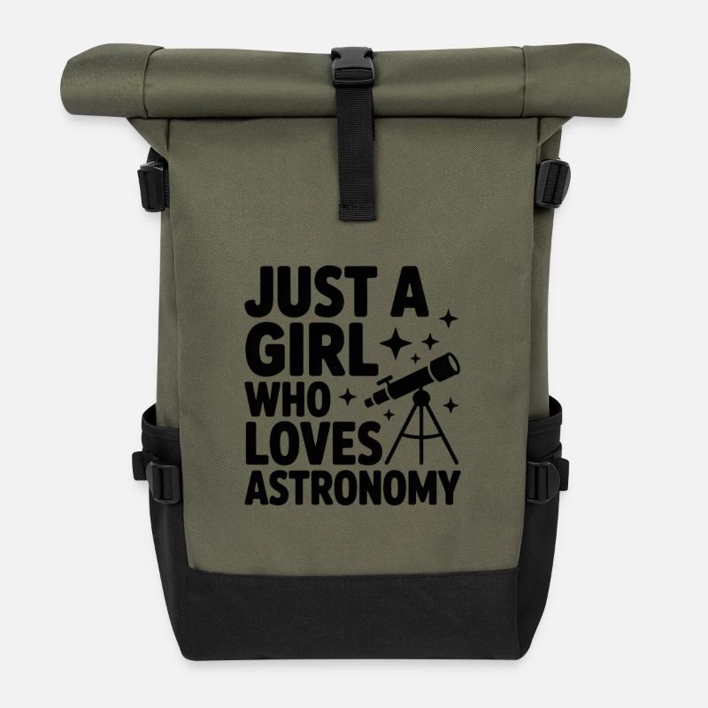 Just a Girl Who Loves Astronomy - Roll Top Backpack - olive/black