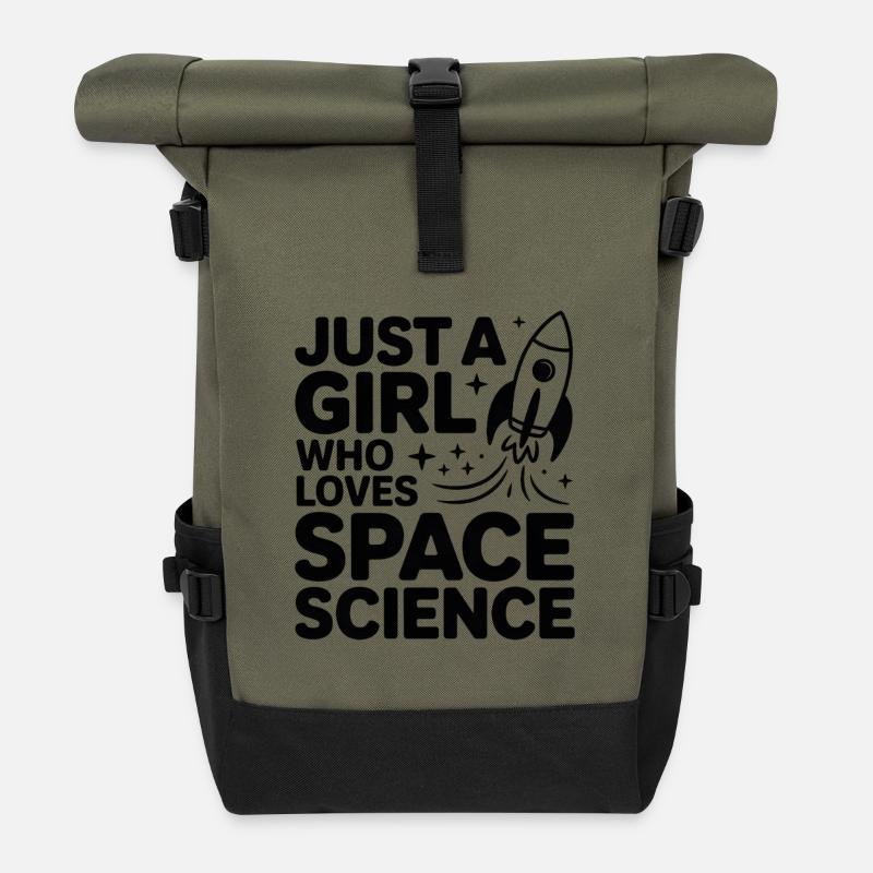 Only one girl loves space science - Roll Top Backpack - olive/black