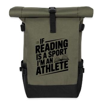 Wenn Lesen ein Sport ist, bin ich ein Sportler - Rolltop Rucksack - Olive/Schwarz - Vorne