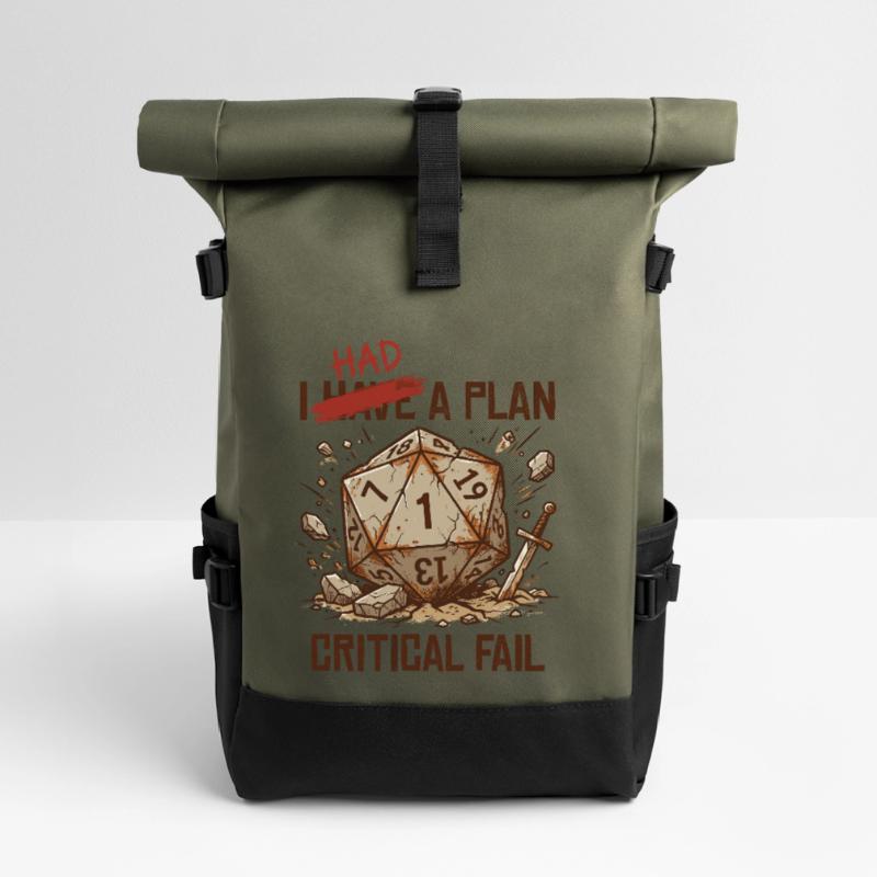 Critical Fail – I Had A Plan Cube Design Roll Top Backpack