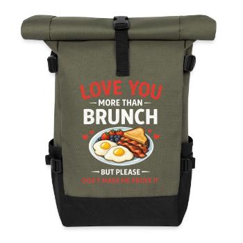 Ich liebe dich mehr als Brunch – lustiger Valentinstag - Rolltop Rucksack - Olive/Schwarz - Vorne
