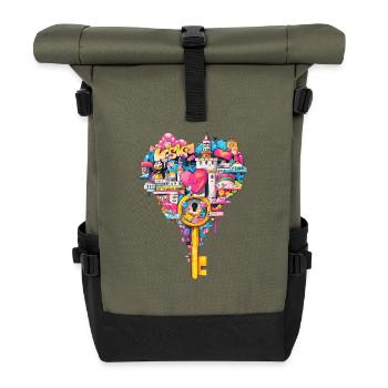 Heart Key City Dream - Roll Top Backpack - olive/black - Front