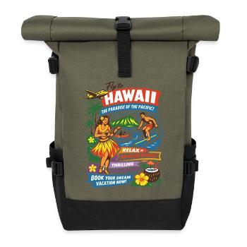 Affiche du voyage de rêve à Hawaï des années 50 - Sac à dos roll top - olive/noir - Devant