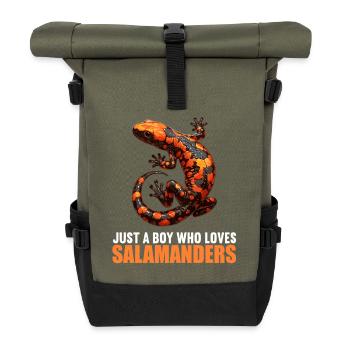 Fire Salamander Salamander - Roll Top Backpack - olive/black - Front