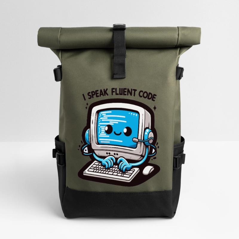 I Speak Fluent Code Retro Computer Roll Top Backpack