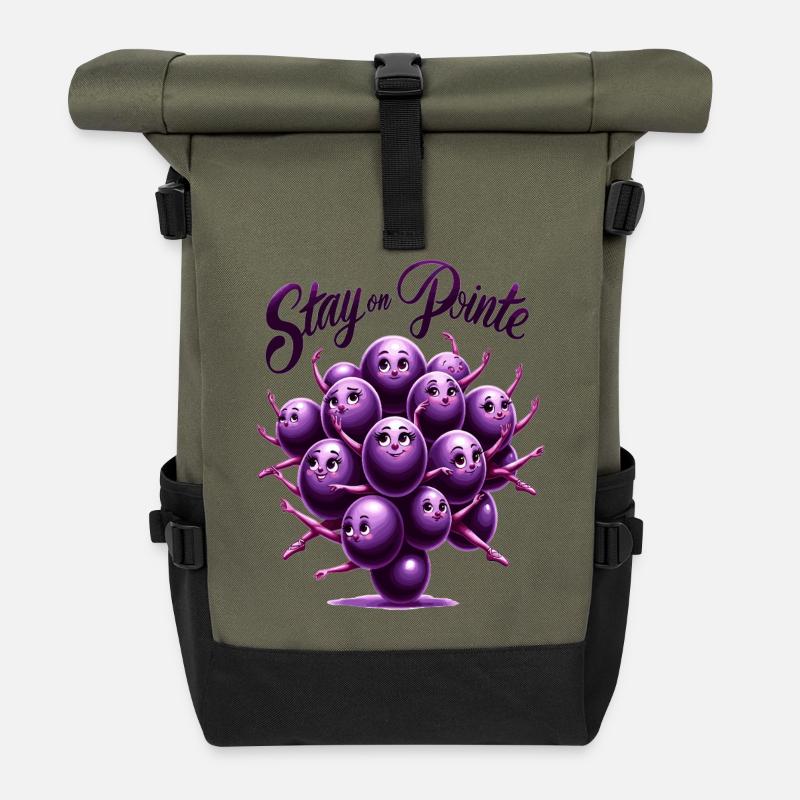 Pointe Grapes Dream - Roll Top Backpack - olive/black