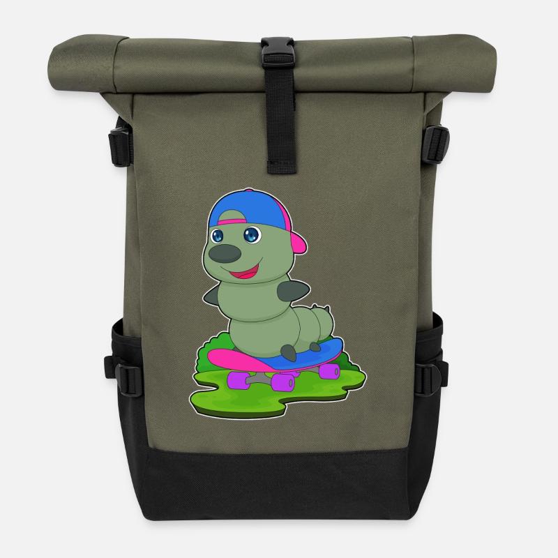 Caterpillar Skater Skateboard Sport - Roll Top Backpack - olive/black