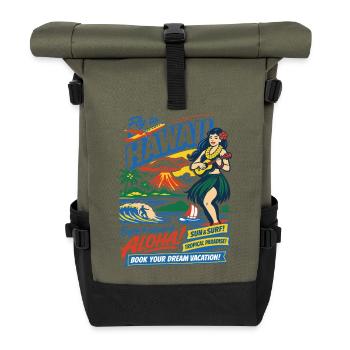 Affiche du voyage de rêve à Hawaï des années 50 - Sac à dos roll top - olive/noir - Devant