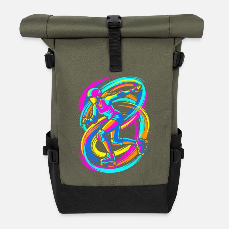 Rollschuhläuferin - Rolltop Rucksack - Olive/Schwarz