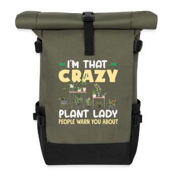 Plant Lover Plant Woman Funny Plants - Roll Top Backpack - olive/black - Front