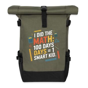 Mathe Meilenstein: 100 Tage = Ein kluges Kind - Rolltop Rucksack - Olive/Schwarz - Vorne