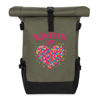 Carnival confetti in the heart of Shrovetide Carnival - Roll Top Backpack - olive/black - Front