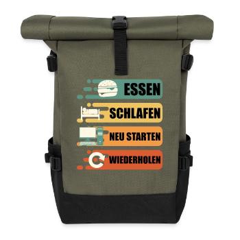 Technical Support RESTART FOOD SLEEP - Roll Top Backpack - olive/black - Front