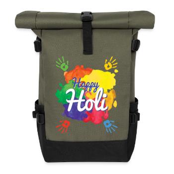 Frohes Holi-Fest Indisches Hindu-Holi-Fest - Rolltop Rucksack - Olive/Schwarz - Vorne