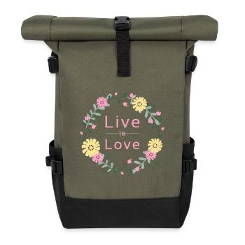 Live to Love - Rolltop Rucksack - Olive/Schwarz - Vorne