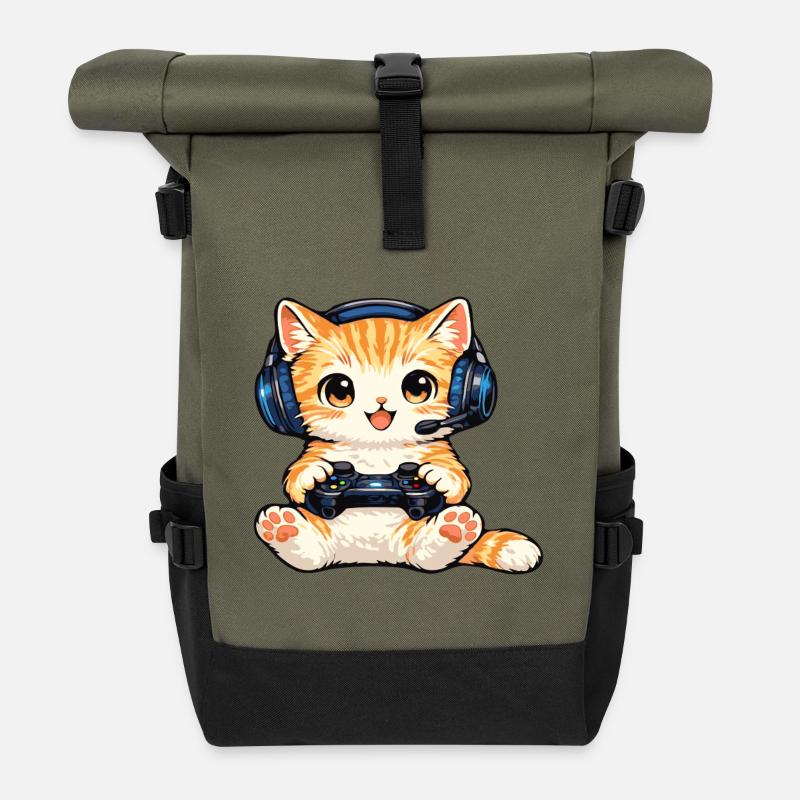 Gamer-Chat - Rolltop Rucksack - Olive/Schwarz
