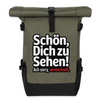 Schön, Dich zu sehen - Sorry, verwechselt. - Rolltop Rucksack - Olive/Schwarz - Vorne