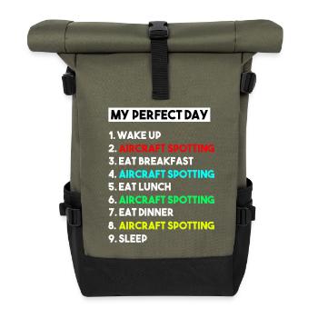 Aircraft Spotting My Perfect Day Routine - Roll Top Backpack - olive/black - Front