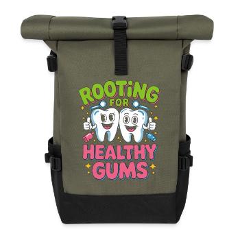 Periodontist Rooting For Healthy Gums Dentistry - Rolltop Rucksack - Olive/Schwarz - Vorne