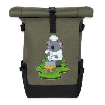Koala Koch Kochtopf Kochen - Rolltop Rucksack - Olive/Schwarz - Vorne