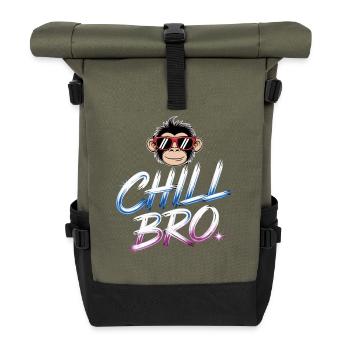 Chill Bro Monkey - Rolltop Rucksack - Olive/Schwarz - Vorne