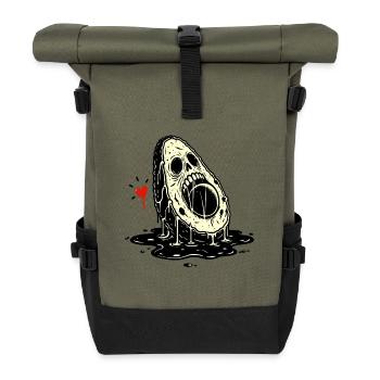 Skull Horror Avocado - Roll Top Backpack - olive/black - Front