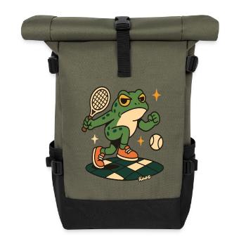 Frog tennis on court - Roll Top Backpack - olive/black - Front