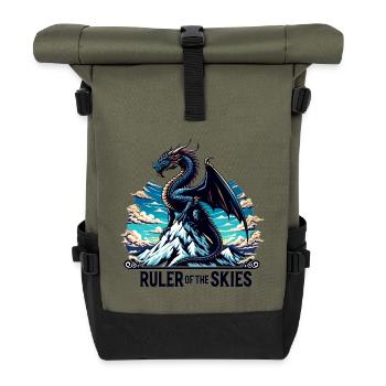 Dragon sky over mountain range - Roll Top Backpack - olive/black - Front