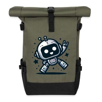 Robot dance in the stardust - Roll Top Backpack - olive/black - Front