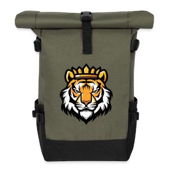 Tiger Head Crown - Roll Top Backpack - olive/black - Front