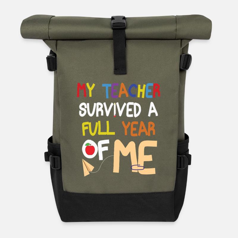 Mein Lehrer hat ein Jahr von mir überlebt - Rolltop Rucksack - Olive/Schwarz