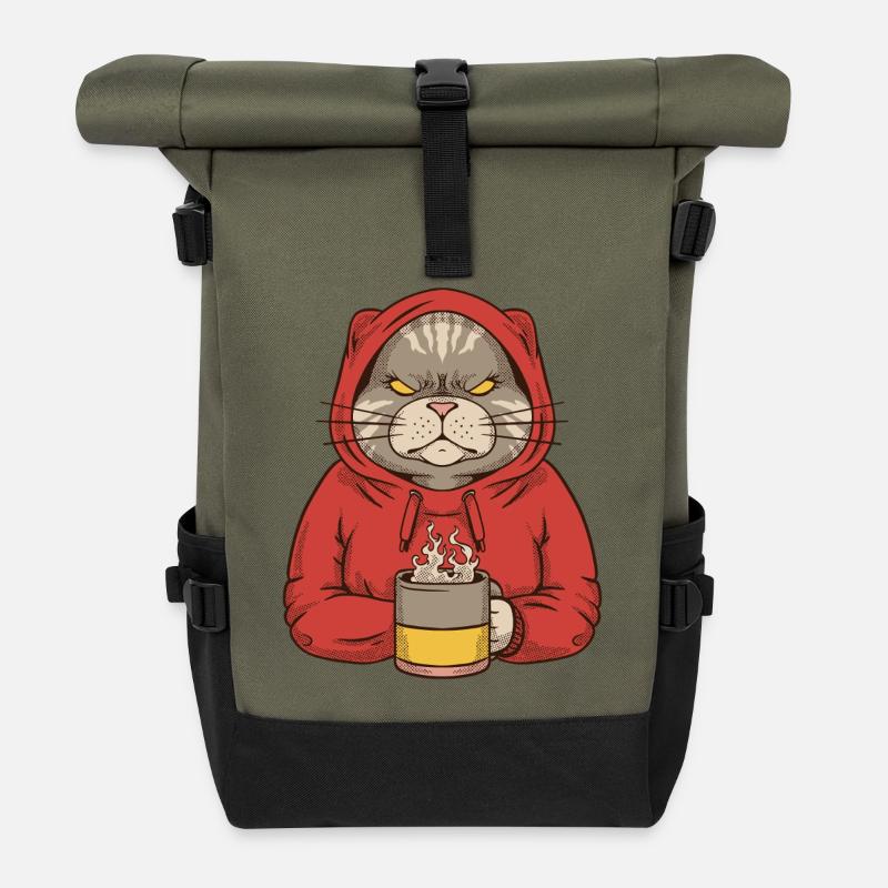 That’s What I Do – I Drink Coffee and Hate People  - Rolltop Rucksack - Olive/Schwarz