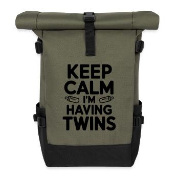 Keep Calm I'm Having Twins - Roll Top Backpack - olive/black - Front