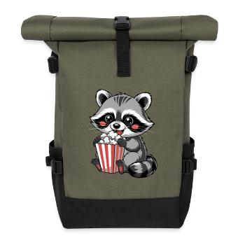 Pop-corn raton laveur câlin - Sac à dos roll top - olive/noir - Devant