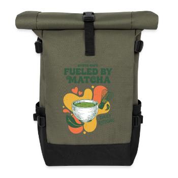 Fueled By Matcha Kyoto Cafe Daily Ritual Tea - Rolltop Rucksack - Olive/Schwarz - Vorne