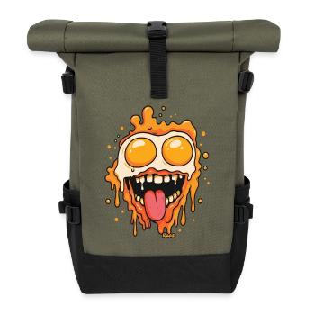 Visage fondant avec des yeux d’œuf au plat - Sac à dos roll top - olive/noir - Devant