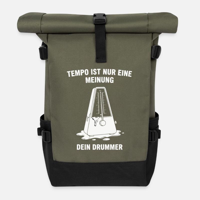 Tempo is just an opinion: Your drummer - Roll Top Backpack - olive/black