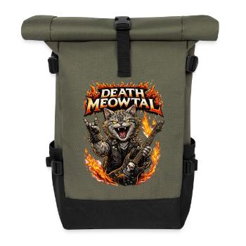 Death Meowtal Rock Inferno - Rolltop Rucksack - Olive/Schwarz - Vorne