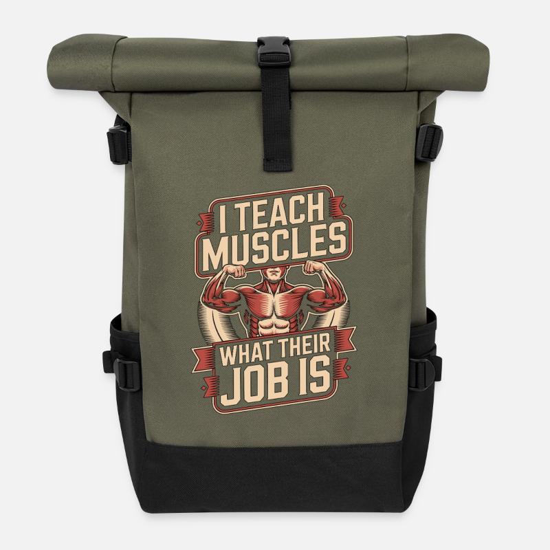 PT Educator I Teach Muscles Movement Specialist - Rolltop Rucksack - Olive/Schwarz