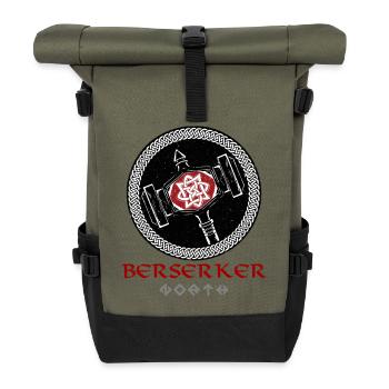 Berserker Bär – Wikinger Krieger aus Valhalla - Rolltop Rucksack - Olive/Schwarz - Vorne