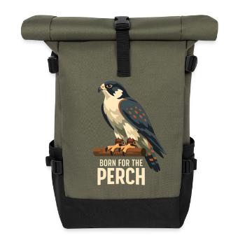 Geboren zum Ansitz | Falknerei Greifvogel - Rolltop Rucksack - Olive/Schwarz - Vorne