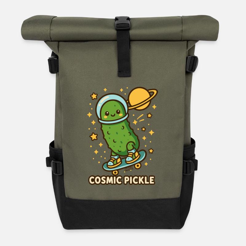 Cosmic Cucumber sur Skateboard - Sac à dos roll top - olive/noir