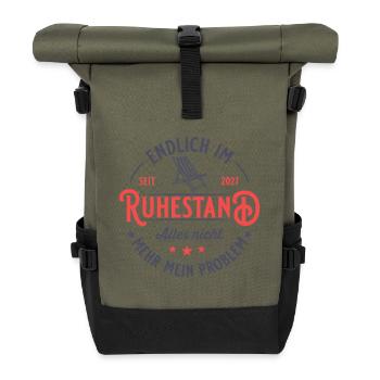 Rentenalter 2027 Liegestuhl Vintage Ruhestand - Rolltop Rucksack - Olive/Schwarz - Vorne