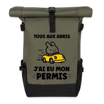 Humor Ich habe meinen Führerschein - Rolltop Rucksack - Olive/Schwarz - Vorne