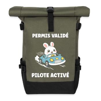 Humour j'ai mon permis de conduire - Sac à dos roll top - olive/noir - Devant