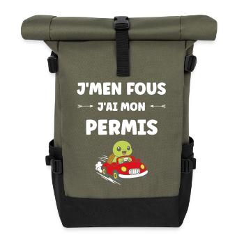 Humour j'ai mon permis de conduire - Sac à dos roll top - olive/noir - Devant